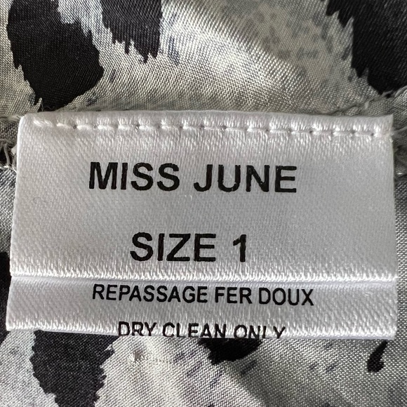 Long Sleeve Silk Snow Leopard Print Dress with Buttoned Top & Eyelash Lace Trim - Picture 11 of 13